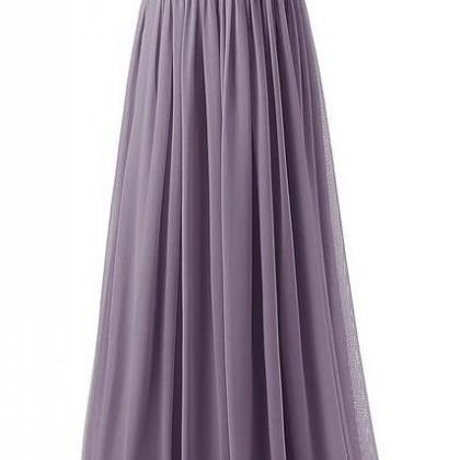Purple Floor Length Chiffon A-Line Pleated Prom Dress Featuring Lace ...