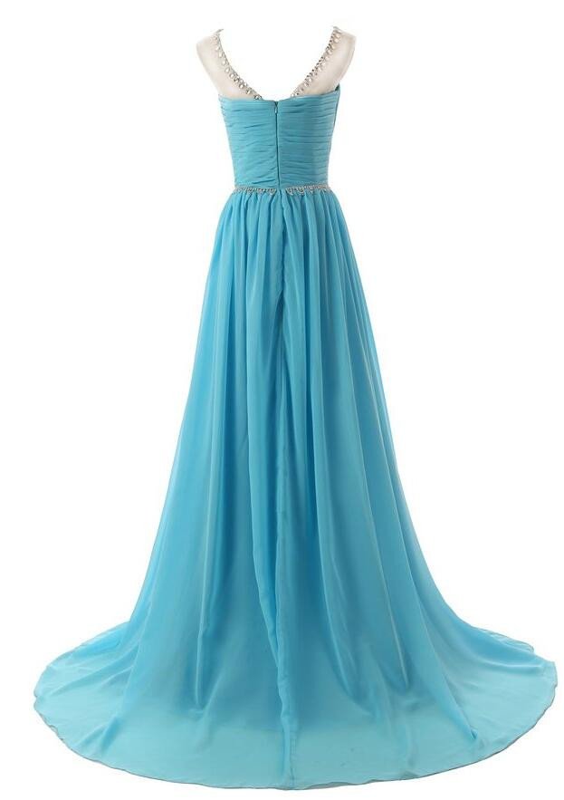 Chiffon Floor Length A-line Evening Dress Featuring Crystal Embellished ...
