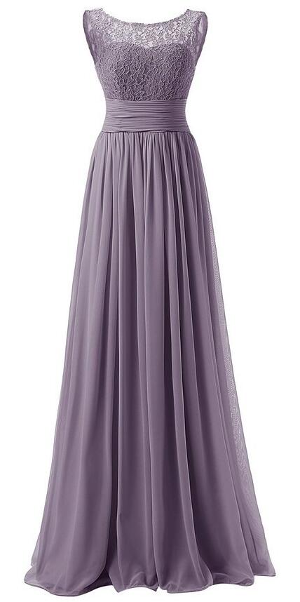 Purple Floor Length Chiffon A-line Pleated Prom Dress Featuring Lace ...