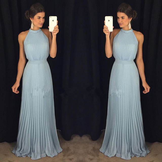 halter neck long dresses evening