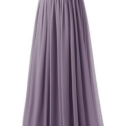 Purple Floor Length Chiffon A-line Pleated Prom Dress Featuring Lace ...